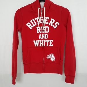Rutgers Red And White PINK by Victoria's Secret 5th & Ocean Zip Hoodie X Small